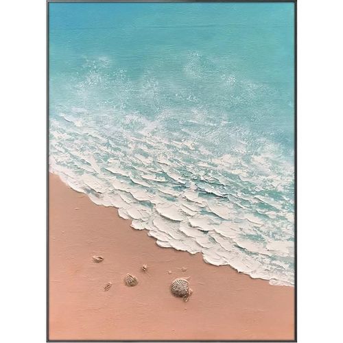 现代简约手绘油画海浪沙滩风景画轻奢餐厅玄关装饰画大海抽象挂画