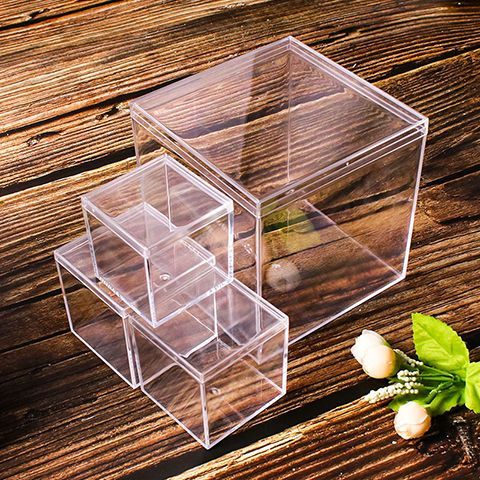 正方形透明盒子塑料结婚喜糖包装小盒子装东西ps带盖食品罐子批发