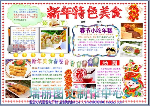 新年特色美食春节传统习俗电子小报手抄报民俗板报