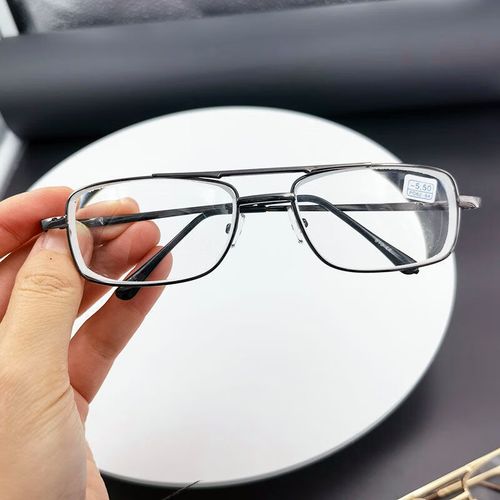 石话石说 新款玻璃近视眼镜男士全框成品镜有度数大脸近视眼镜 黑框