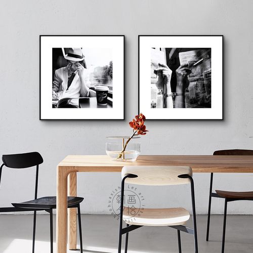 北欧风格装饰画现代简约黑白工业风极简艺术客厅挂画餐厅照片壁画
