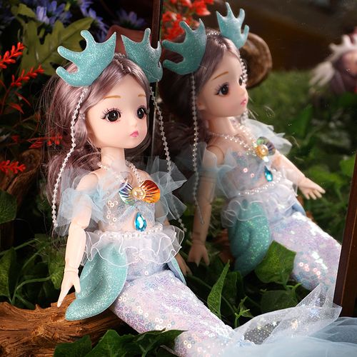可爱美人鱼公主婚纱洋娃娃女孩玩具发光会唱歌六一儿童节生日礼物