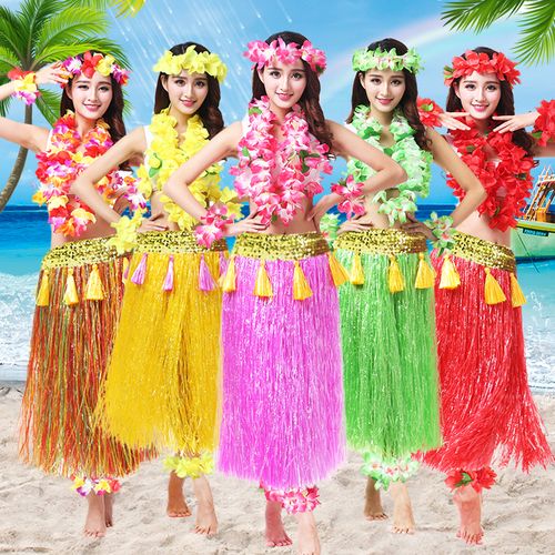 夏威夷草裙舞裙子成人女舞蹈服装演出道具加厚套装年会舞台表演服