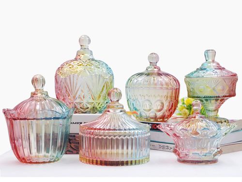 彩色玻璃糖罐储物罐玻璃干果罐糖果缸礼物家居装饰创意玻璃器皿