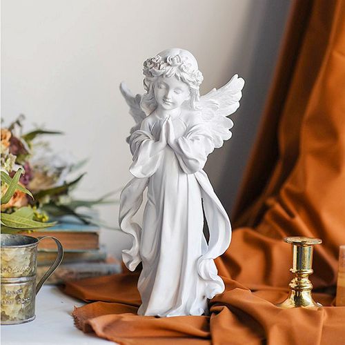 北欧复古祈祷少女天使雕像摆件家居客厅桌面摆设软装饰品拍照道具