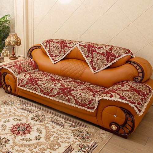 红色四季通用真皮沙发专用沙发垫防滑老式皮沙发坐垫真皮沙发套罩