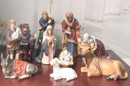 外贸出口高温陶瓷耶稣诞生场景马槽组摆件圣诞节装饰品礼物