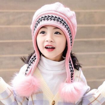萌天星适合2-12岁小女孩戴的儿童帽子冬可爱女童公主帽季加绒保暖针织