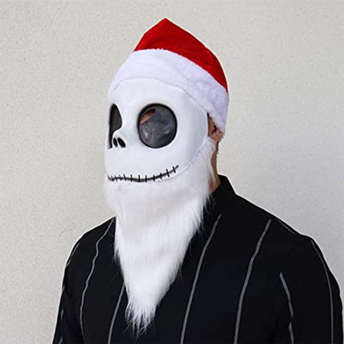 圣诞节面具白胡子老人面具圣诞怪杰乳胶杰克面具滑稽角色扮演道具