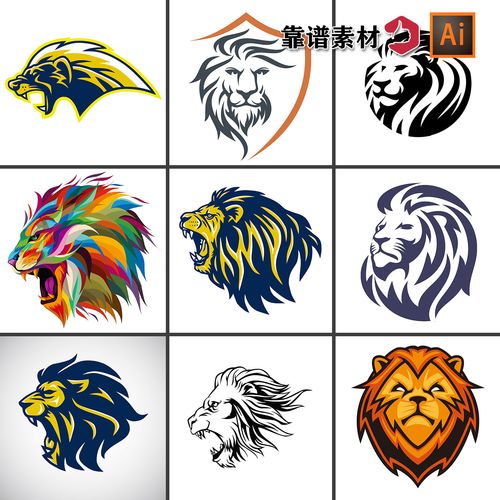 狮子头像卡通动物logo标志ai矢量设计素材