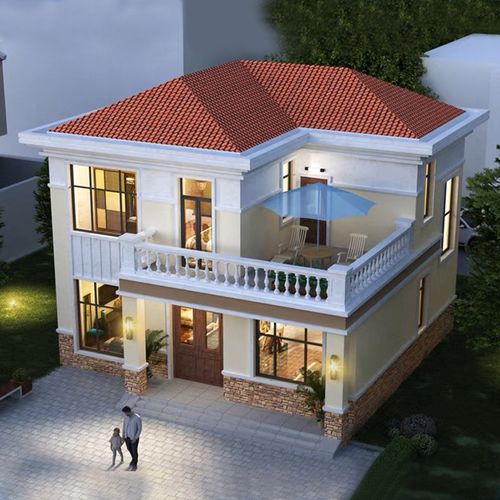 欧式风格两层农村自建房设计图二层小户型别墅设计图纸效果施工图