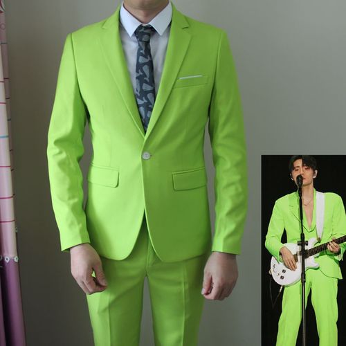 西装外套男浅绿色西装套装主持人服装休闲西服外套绿色西服抗皱