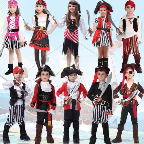 儿童万圣节服装加勒比海盗衣服中世纪欧洲小海海盗男女服饰