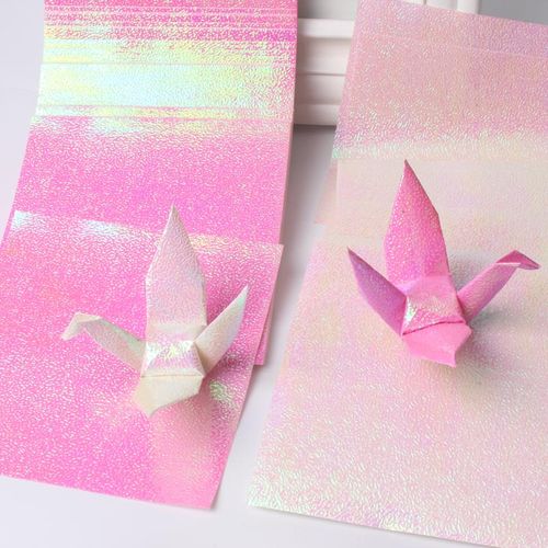 10cm珠光粉色白色正方形折纸手工彩纸成品叠千纸鹤爱心材料纸礼物