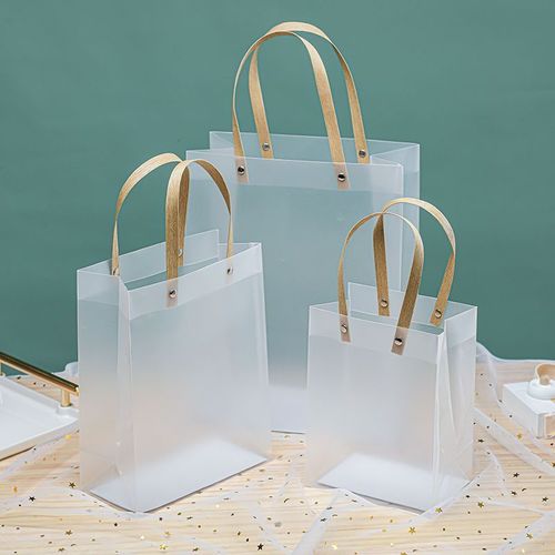 pvc透明手提袋磨砂礼品袋塑料防水伴手礼袋生日礼袋零食包装袋子