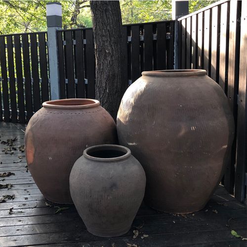 颜林陶缸景观粗旧陶罐装饰园林庭院大号缸瓮花瓶