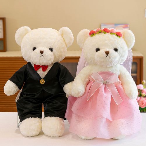 婚纱熊压床娃娃一对结婚礼物毛绒玩具新款高档浪漫送新人婚庆公仔