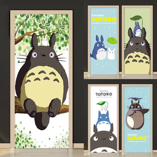创意卡通龙猫门贴儿童房幼儿园门装饰防水自粘可移除贴画木门翻新