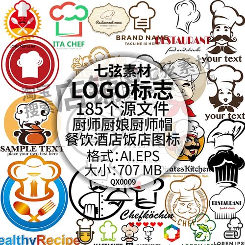 厨娘厨师餐饮饭店餐馆西餐厅人物卡通标志logo图标ai矢量设计素材