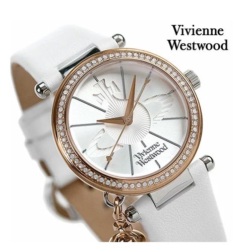 日本代购 vivienne westwood 女款 白色真皮时尚 石英手表