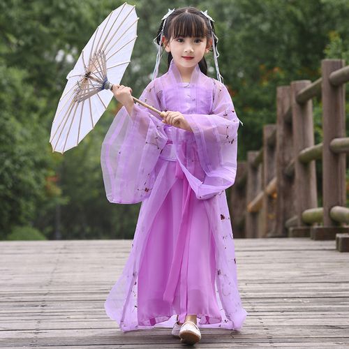 儿童古代仙女服装女童中国风汉服古筝演出小孩女孩公主古装表演夏