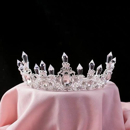 彩虹烘焙馆蛋糕装饰摆件水晶圆柱形钻石皇冠女王冠生日半圆型包邮