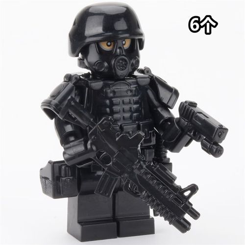 兼容乐高积木moc军事特种兵城市特警人仔系列枪拼装香港警察玩具 黑色