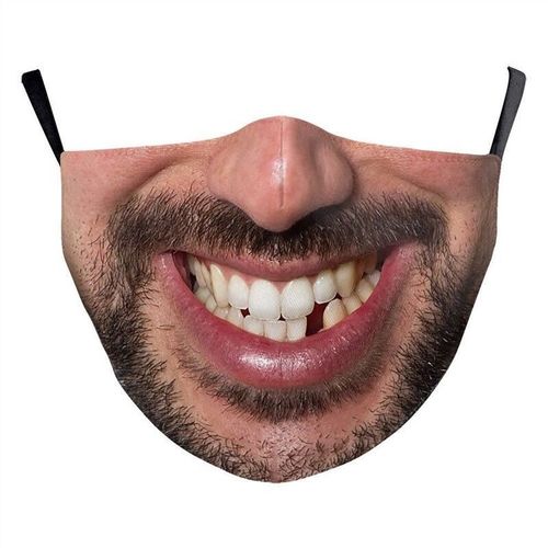 人脸口罩笑脸带图案另类搞笑微笑个性男潮款创意小丑装饰咧嘴 s54-b