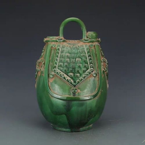 唐代唐三彩绿釉壶 仿古瓷器 古玩古董收藏真品 老物件摆件