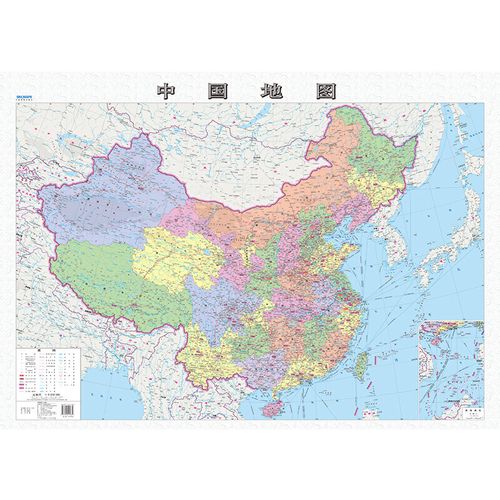 中国地图套装独家当当筒装穿杆覆膜2册中国行政区划图