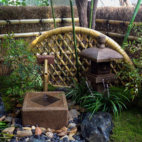 日式庭院石钵流水套餐自然水景小花小花园园景石雕
