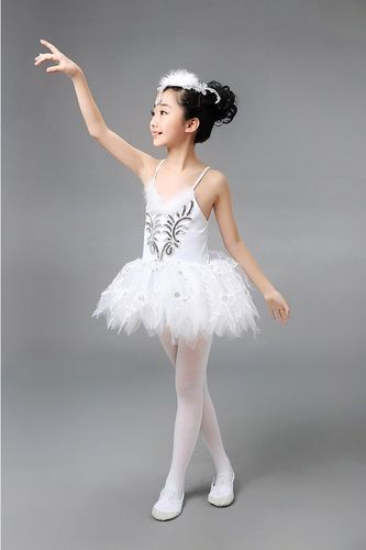 幼儿吊带公主蓬蓬白纱裙纱裙女童芭蕾小天鹅舞蹈儿童演出服