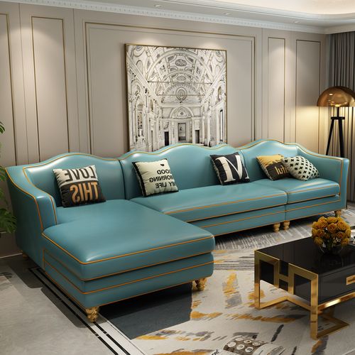 后现代轻奢风真皮沙发大小户型客厅组合贵妃港式美式极简设计转角