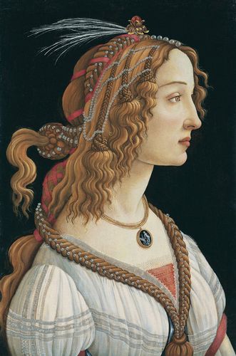 世界名画复制品 波提切利年轻女子肖像人物油画喷绘油画芯e09