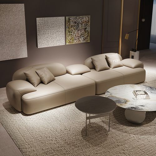纳威现代简约皮沙发直排三人位小户型客厅意式轻奢设计师创意家具