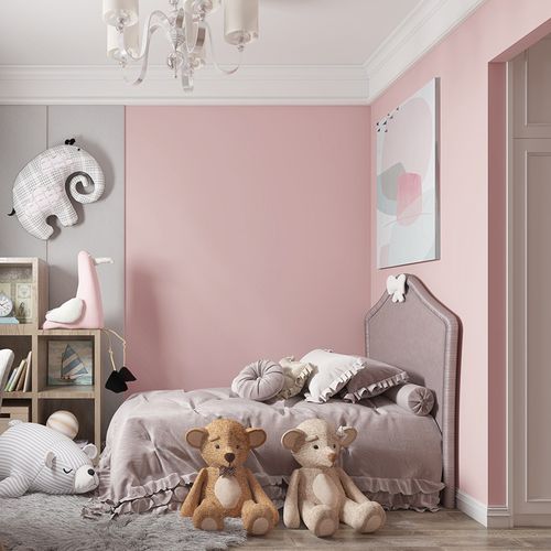 儿童房脏粉色墙纸北欧纯色素色女孩卧室背景墙莫兰迪色系壁纸防水