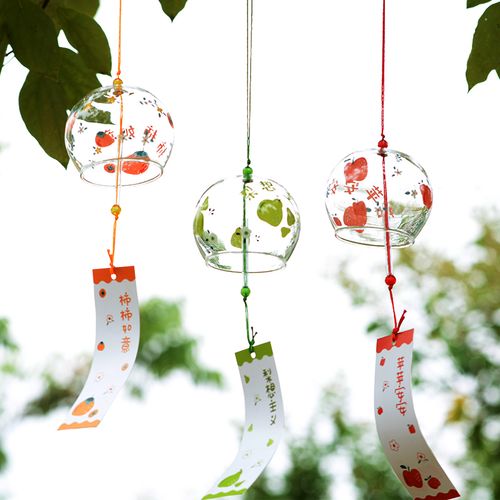 日式透明玻璃风铃户外景区中国国风挂饰治愈风铃及配件