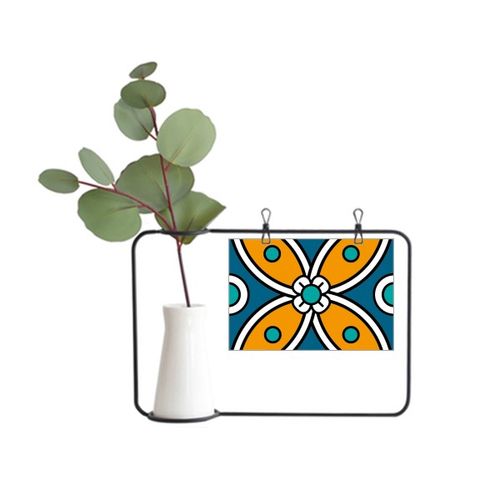 抽象花朵摩洛哥纹样金属相框陶瓷花瓶装饰
