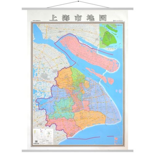 4米竖版精装 上海市地图单面1.4*1米挂图