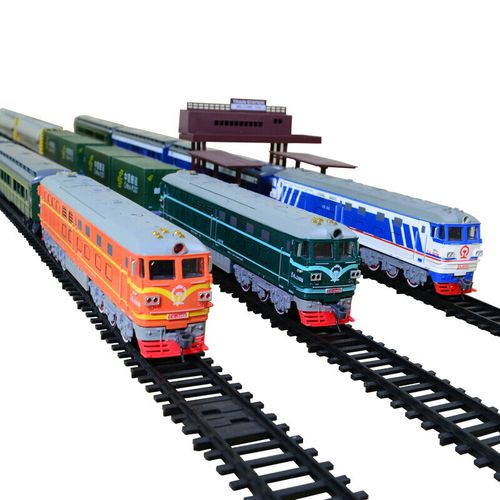 仿真火车电动轨道火车模型玩具和谐号crh东风4b绿皮火车真人语音奥乐
