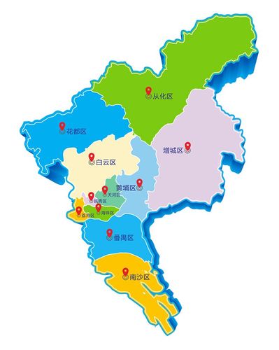 广州区域分布图cdr矢量素材 广州市分区地图 非实物图 设计素材