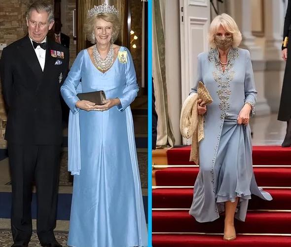 75岁王妃卡米拉,穿蓝色连衣裙撑起遮阳伞度假,气质高贵又受欢迎