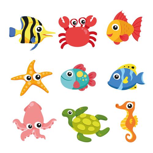 9款可爱卡通海洋动物矢量素材