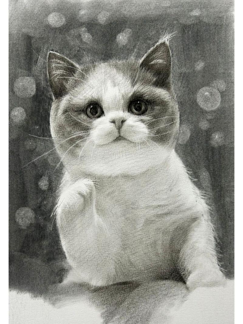画个招财猫还带点小清新 #画画的日常# #素描# #素描动物# #猫# #招财