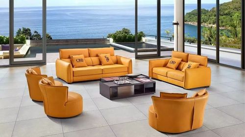 橙色,点亮了整个客厅,充满着时尚气息,低矮又牢固的沙发脚更彰显个性