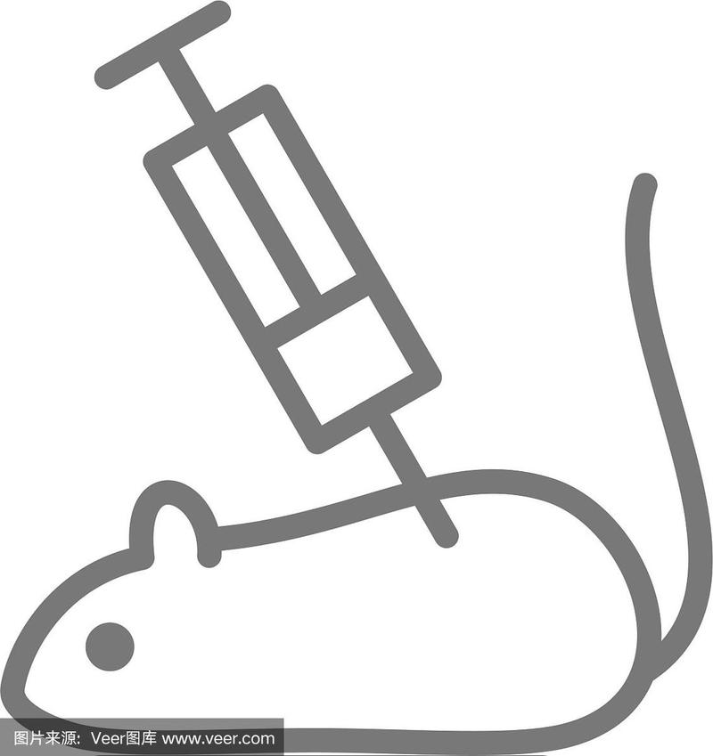 实验小鼠大鼠与注射器线图标