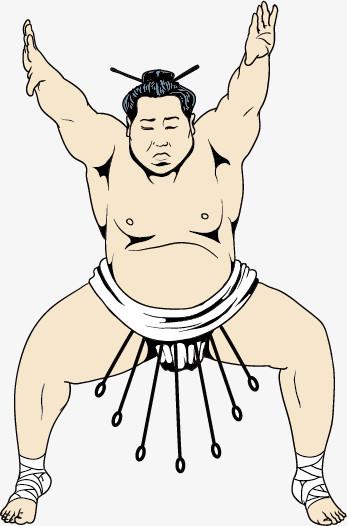 日本日本樱花日本灯笼手绘卡通日本相扑人员免抠元素pngpsd手绘卡通