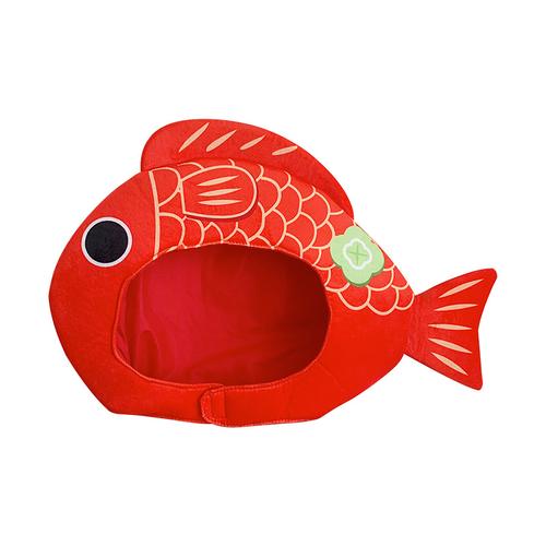 红色鲤鱼头套网红少女可爱卡通动物帽子儿童发饰