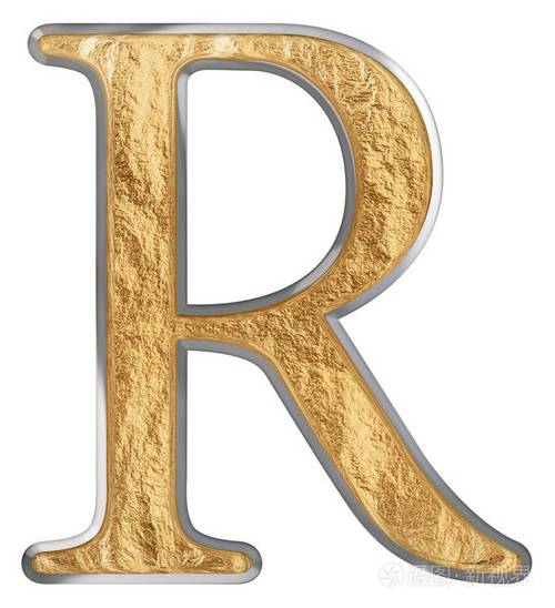 大写字母r隔离白色3d渲染