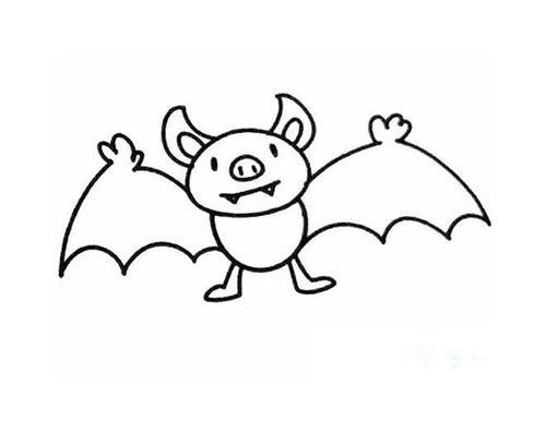 可爱卡通蝙蝠简笔画画法图片步骤
